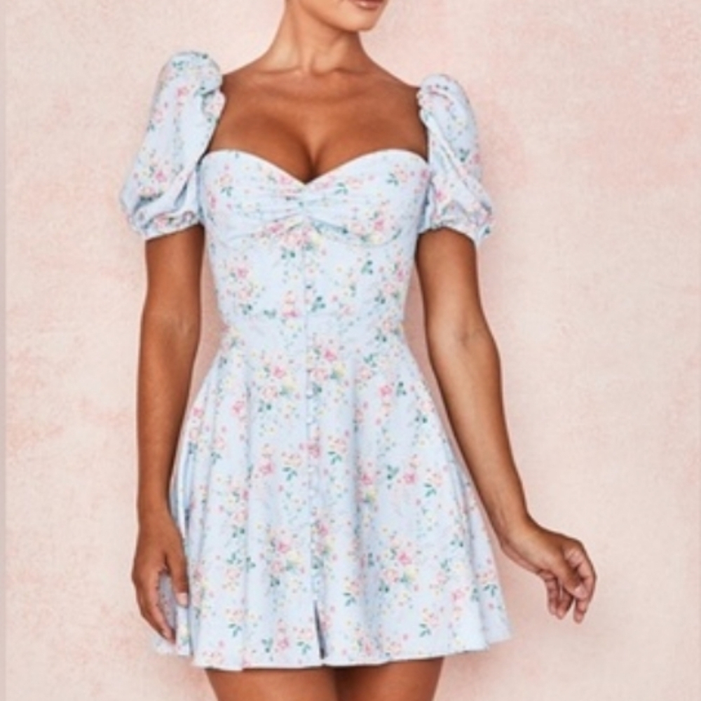 House of CB Aria Blue Floral Mini Sundress Size Xs.